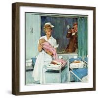 "Father Takes Picture of Baby in Hospital," March 11, 1961-M. Coburn Whitmore-Framed Giclee Print