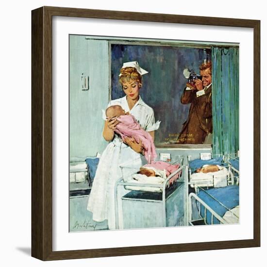 "Father Takes Picture of Baby in Hospital," March 11, 1961-M. Coburn Whitmore-Framed Giclee Print