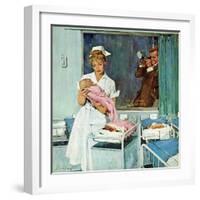 "Father Takes Picture of Baby in Hospital," March 11, 1961-M. Coburn Whitmore-Framed Giclee Print