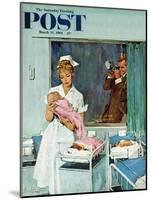 "Father Takes Picture of Baby in Hospital," Saturday Evening Post Cover, March 11, 1961-M. Coburn Whitmore-Mounted Giclee Print