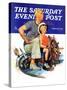 "Father Teaching Son to Sail," Saturday Evening Post Cover, August 30, 1941-Charles Dye-Stretched Canvas