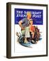 "Father Teaching Son to Sail," Saturday Evening Post Cover, August 30, 1941-Charles Dye-Framed Giclee Print