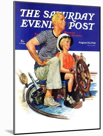 "Father Teaching Son to Sail," Saturday Evening Post Cover, August 30, 1941-Charles Dye-Mounted Giclee Print