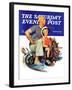 "Father Teaching Son to Sail," Saturday Evening Post Cover, August 30, 1941-Charles Dye-Framed Giclee Print