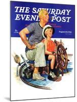 "Father Teaching Son to Sail," Saturday Evening Post Cover, August 30, 1941-Charles Dye-Mounted Giclee Print