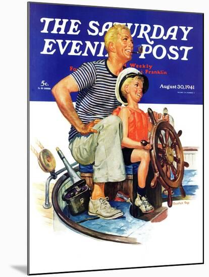 "Father Teaching Son to Sail," Saturday Evening Post Cover, August 30, 1941-Charles Dye-Mounted Giclee Print