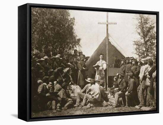 Father Thomas H. Mooney Leading Sunday Mass, 69th New York Infantry Regiment, 1861-Mathew Brady-Framed Stretched Canvas