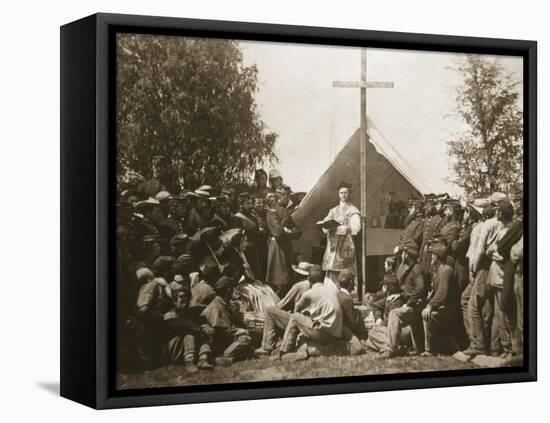 Father Thomas H. Mooney Leading Sunday Mass, 69th New York Infantry Regiment, 1861-Mathew Brady-Framed Stretched Canvas