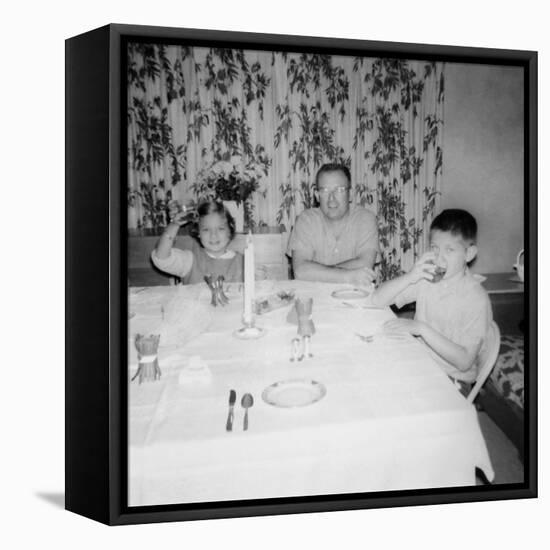 Father with Children at the Dinner Table, Ca. 1962-null-Framed Stretched Canvas