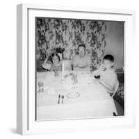 Father with Children at the Dinner Table, Ca. 1962-null-Framed Photographic Print