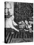 Father with Daughter and Son in Front of Christmas Tree, Ca. 1950-null-Stretched Canvas