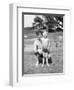 Father with Young Son at Water Hole, Ca. 1930-null-Framed Photographic Print