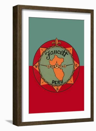 Faucett Aviation Airline Luggage Label-null-Framed Art Print