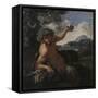 Faune au verre de vin-null-Framed Stretched Canvas