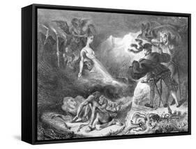 Faust and Mephistopheles at the Witches' Sabbath, from Goethe's Faust, 1828-Eugene Delacroix-Framed Stretched Canvas