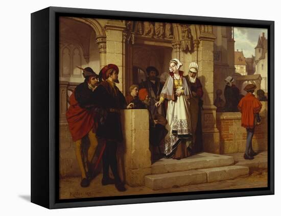 Faust and Mephistopheles Waiting for Gretchen at the Cathedral Door-Wilhelm Koller-Framed Stretched Canvas