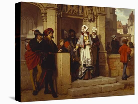 Faust and Mephistopheles Waiting for Gretchen at the Cathedral Door-Wilhelm Koller-Stretched Canvas