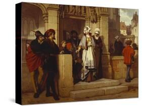 Faust and Mephistopheles Waiting for Gretchen at the Cathedral Door-Wilhelm Koller-Stretched Canvas