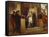 Faust and Mephistopheles Waiting for Gretchen at the Cathedral Door-Wilhelm Koller-Framed Stretched Canvas