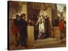 Faust and Mephistopheles Waiting for Gretchen at the Cathedral Door-Wilhelm Koller-Stretched Canvas