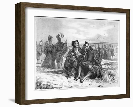 Faust and Wagner in Conversation, Illustration for Faust by Goethe-Eugene Delacroix-Framed Giclee Print