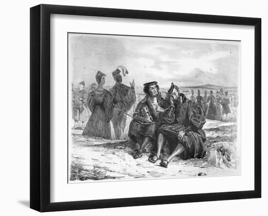 Faust and Wagner in Conversation, Illustration for Faust by Goethe-Eugene Delacroix-Framed Giclee Print