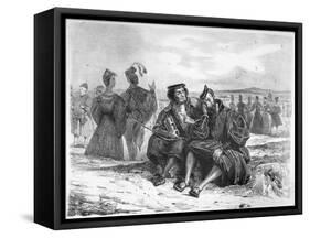 Faust and Wagner in Conversation, Illustration for Faust by Goethe-Eugene Delacroix-Framed Stretched Canvas