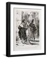 Faust de Goethe, livre ayant appartenu à Delacroix : Faust et Marguerite dans la ville, Mephisto à-Eugene Delacroix-Framed Giclee Print