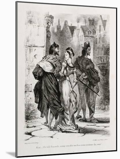 Faust de Goethe, livre ayant appartenu à Delacroix : Faust et Marguerite dans la ville, Mephisto à-Eugene Delacroix-Mounted Giclee Print