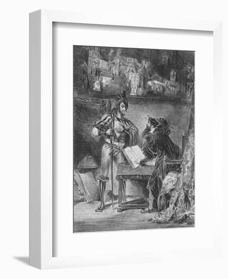 "Faust" de Goethe :Méphisto apparaissant à Faust dans son cabinet; 1828-Eugene Delacroix-Framed Giclee Print