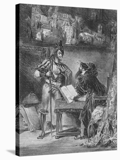 "Faust" de Goethe :Méphisto apparaissant à Faust dans son cabinet; 1828-Eugene Delacroix-Stretched Canvas