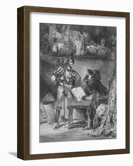 "Faust" de Goethe :Méphisto apparaissant à Faust dans son cabinet; 1828-Eugene Delacroix-Framed Giclee Print