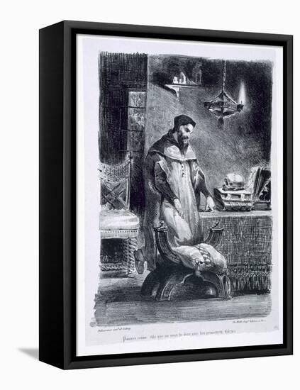 Faust in His Study, from Goethe's Faust, 1828-Eugene Delacroix-Framed Stretched Canvas