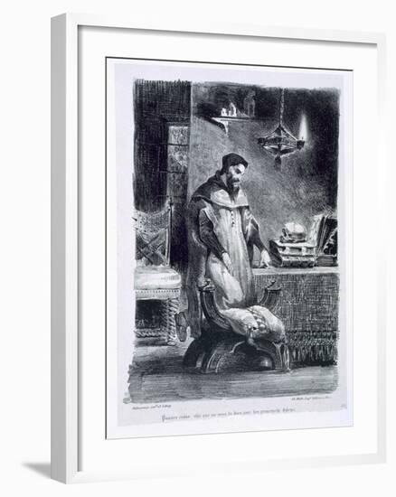 Faust in His Study, from Goethe's Faust, 1828-Eugene Delacroix-Framed Premium Giclee Print