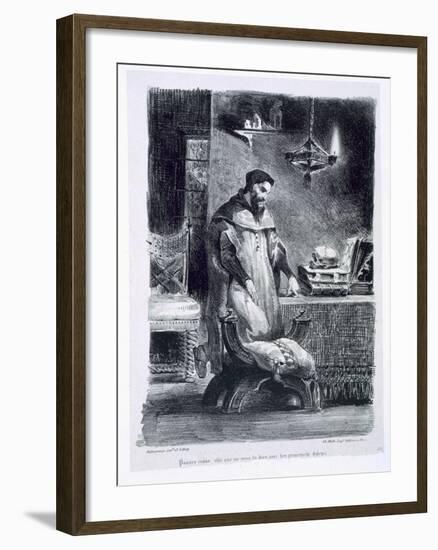 Faust in His Study, from Goethe's Faust, 1828-Eugene Delacroix-Framed Premium Giclee Print