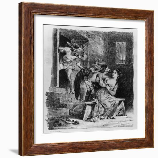 Faust Rescues Marguerite from Her Prison, from Goethe's Faust, 1828-Eugene Delacroix-Framed Giclee Print