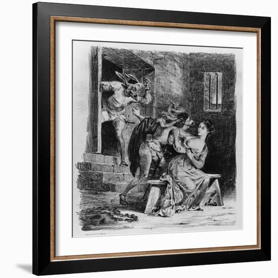 Faust Rescues Marguerite from Her Prison, from Goethe's Faust, 1828-Eugene Delacroix-Framed Giclee Print