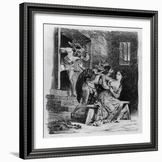 Faust Rescues Marguerite from Her Prison, from Goethe's Faust, 1828-Eugene Delacroix-Framed Giclee Print