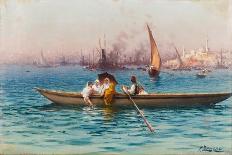 Mafalda on the Banks of the Bosphorus, the Dolmabahce Mosque in the Background-Fausto Zonaro-Giclee Print