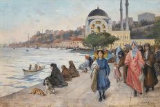 Mafalda on the Banks of the Bosphorus, the Dolmabahce Mosque in the Background-Fausto Zonaro-Giclee Print