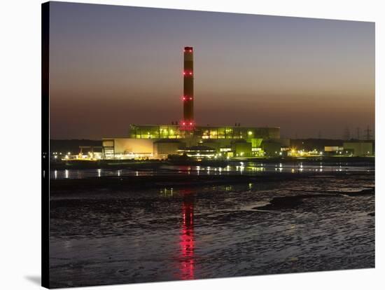 Fawley Oil Fired Power Station At Dusk-David Parker-Stretched Canvas