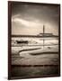 Fawley power station, a boat and a creek meandering through the mudflats all lit by a broken sky, H-Matthew Cattell-Framed Photographic Print