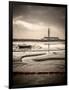 Fawley power station, a boat and a creek meandering through the mudflats all lit by a broken sky, H-Matthew Cattell-Framed Photographic Print