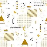 Geometric Gold Pattern for Fashion and Wallpaper. Memphis Style for Fashion.-Fay Francevna-Art Print