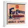 Fay Fruit Company Brand - California - Citrus Crate Label-Lantern Press-Framed Art Print