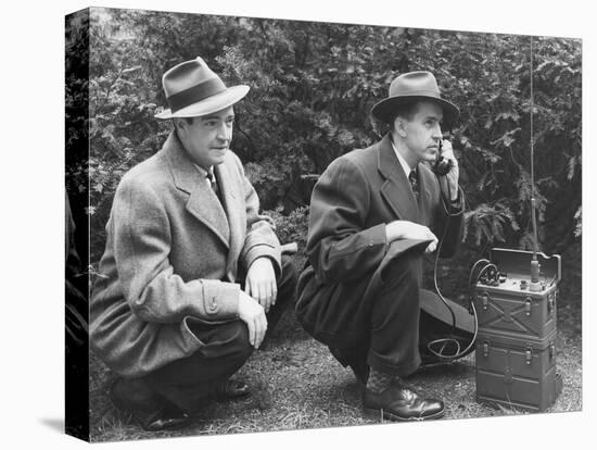 FBI Agent with an Huge Portable Phone During a Kidnapping Stakeout, Ca. 1940s-null-Stretched Canvas