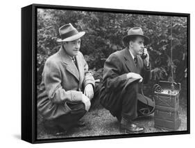 FBI Agent with an Huge Portable Phone During a Kidnapping Stakeout, Ca. 1940s-null-Framed Stretched Canvas