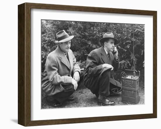 FBI Agent with an Huge Portable Phone During a Kidnapping Stakeout, Ca. 1940s-null-Framed Photo