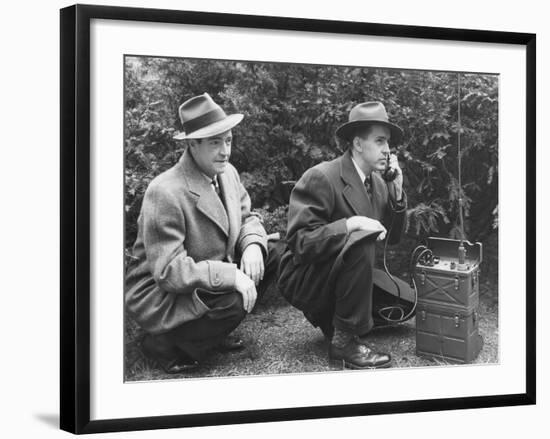 FBI Agent with an Huge Portable Phone During a Kidnapping Stakeout, Ca. 1940s-null-Framed Photo