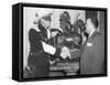FBI Director J. Edgar Hoover with Radio Performer-null-Framed Stretched Canvas